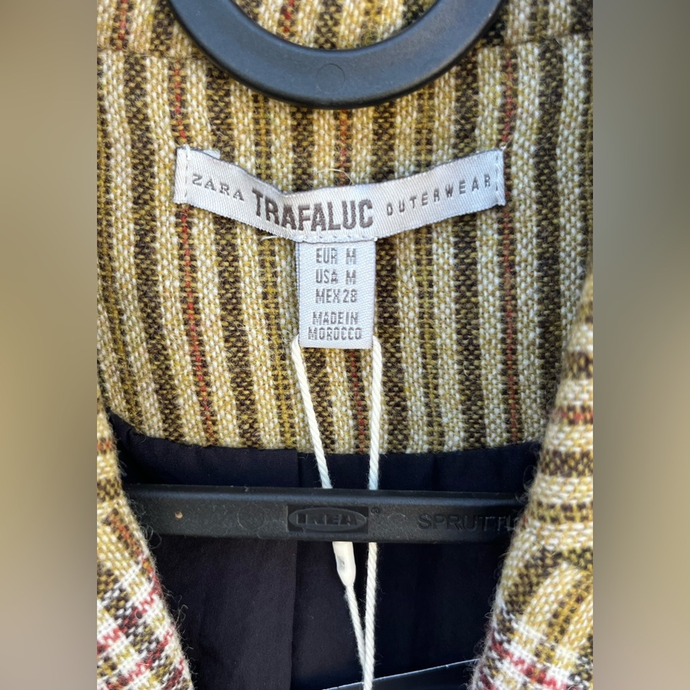 Women's Zara one button plaid wool blend jacket/blazer M - Picture 3 of 5